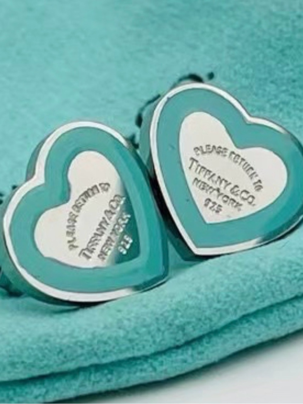 Heart Stud Earrings in  Blue and Silver-Tone